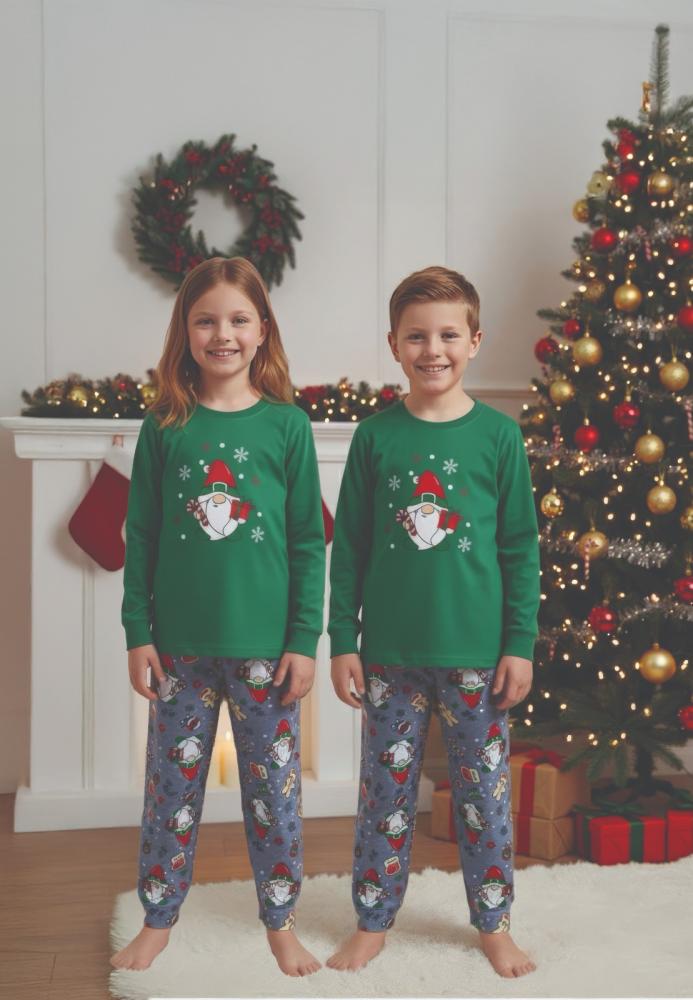 Pijamale de Craciun de copii,cu maneci si pantaloni lungi ,imprimeu mos craciun ,En-gros